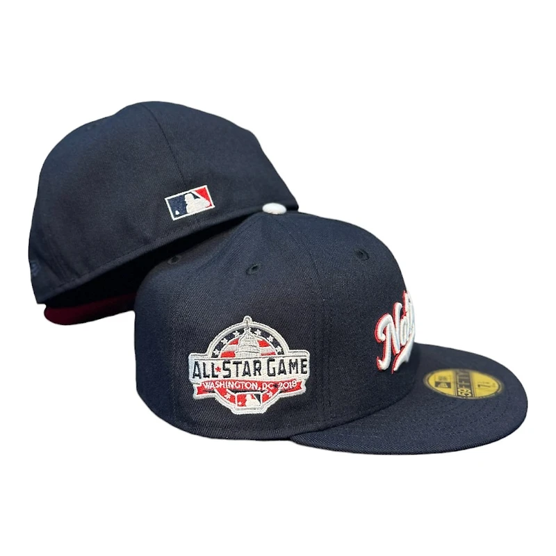 Washington Nationals Navy Script 2018 ASG Patch Red UV New Era 59Fifty Fitted Hat