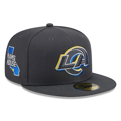 Los Angeles Rams Graphite On Stage Official 2024 NFL Draft New Era 59FIFTY Fitted Hat