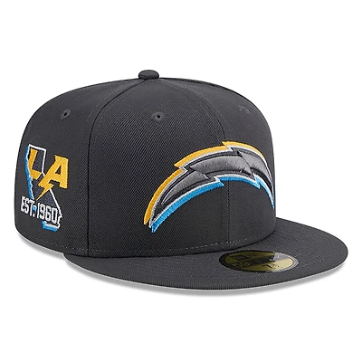 Los Angeles Chargers Graphite On Stage Official 2024 NFL Draft New Era 59FIFTY Fitted Hat