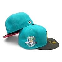 Los Angeles Dodgers "Easter" Teal and Black 50th Anniv Patch Pink UV New Era 59FIFTY Fitted Hat