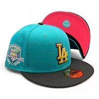 Los Angeles Dodgers "Easter" Teal and Black 50th Anniv Patch Pink UV New Era 59FIFTY Fitted Hat