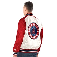 Los Angeles Angels White Red City Connect Starter Satin Varsity Full Snap Jacket
