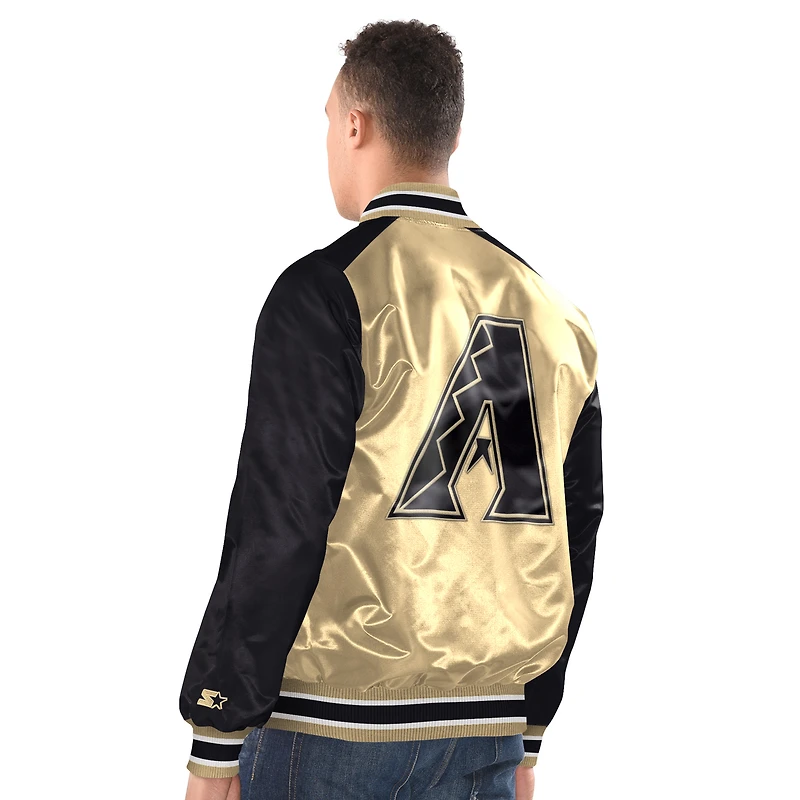 Arizona Diamondbacks Gold Black City Connect Starter Satin Varsity Full Snap Jacket