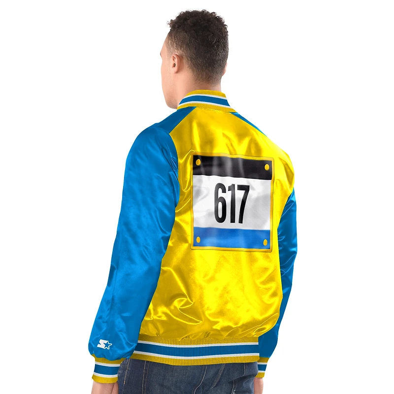 Boston Red Sox Yellow Blue City Connect Starter Satin Varsity Full Snap Jacket