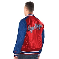 Miami Marlins Red Blue City Connect Starter Satin Varsity Full Snap Jacket