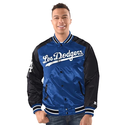 Los Angeles Dodgers Royal Blue Black City Connect Starter Satin Varsity Full Snap Jacket