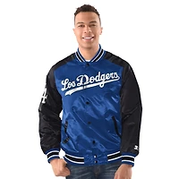 Los Angeles Dodgers Royal Blue Black City Connect Starter Satin Varsity Full Snap Jacket