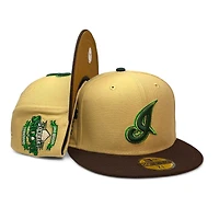 Cleveland Indians Vegas Gold Burnt Wood Two Tone Jacobs Field Patch Toasted Peanut UV New Era 59FIFTY Fitted Hat