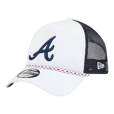 Atlanta Braves White Court Sport New Era 9FORTY A-Frame Trucker Snapback