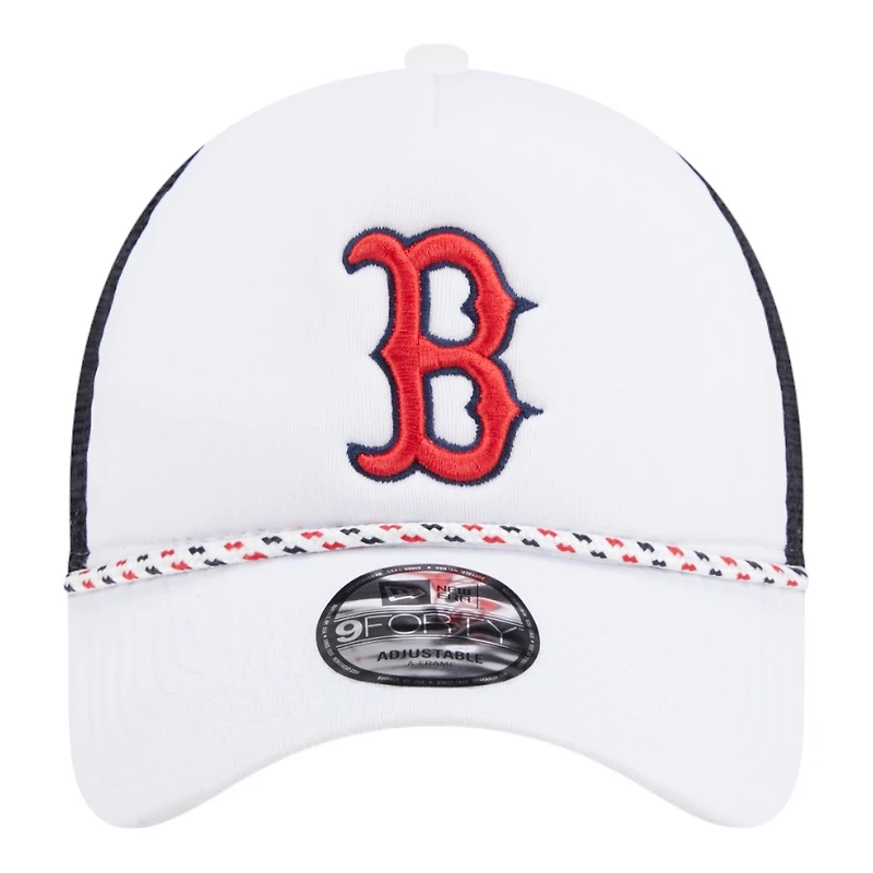 Boston Red Sox White Court Sport New Era 9FORTY A-Frame Trucker Snapback