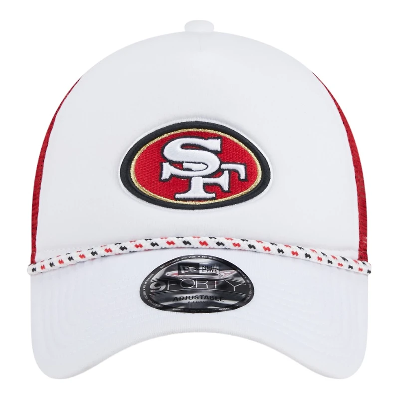 San Francisco 49ers White Court Sport New Era 9FORTY A-Frame Trucker Snapback