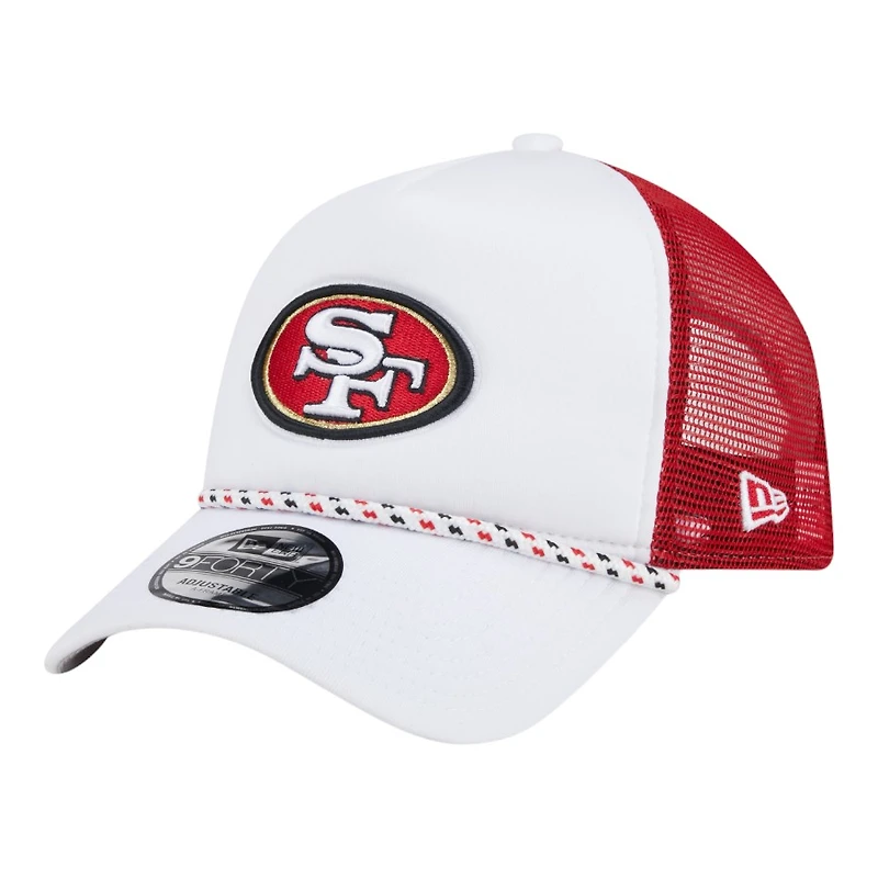 San Francisco 49ers White Court Sport New Era 9FORTY A-Frame Trucker Snapback