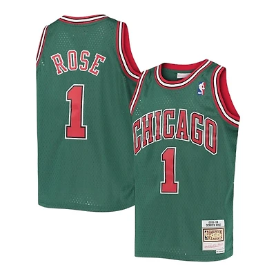 Youth Chicago Bulls Derrick Rose Mitchell & Ness 2008-09 Hardwood Classics Swingman Green Jersey