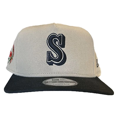 Seattle Mariners Khaki Black Rose Patch New Era 9FIFTY A-Frame Snapback Hat