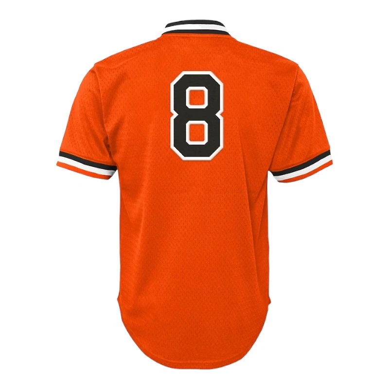 Baltimore Orioles Cal Ripken Jr Mitchell & Ness Youth Cooperstown Collection Orange Mesh BP Jersey