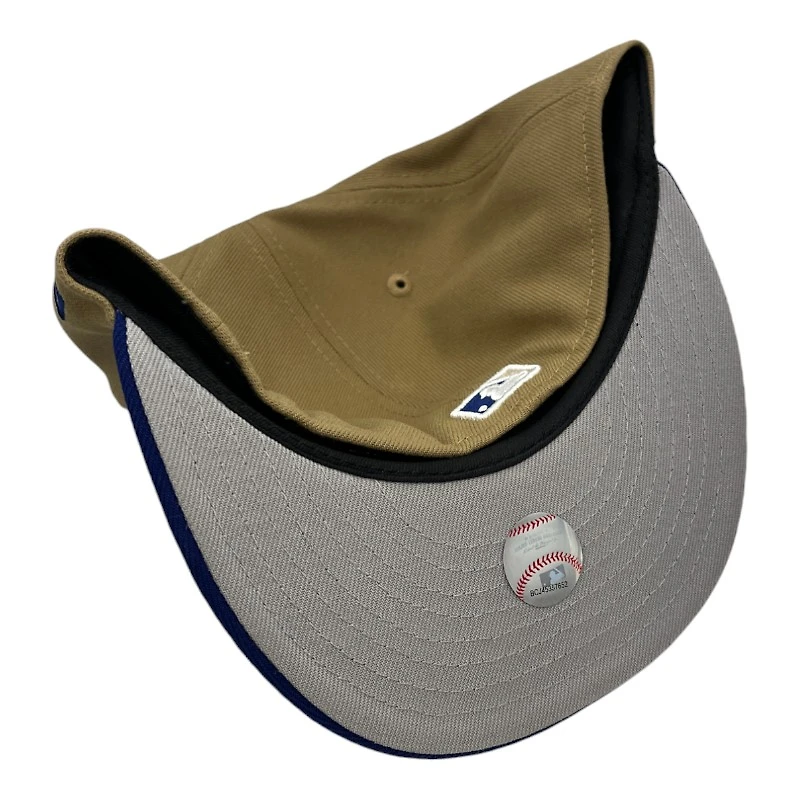 Los Angeles Dodgers Brown and Royal Blue Upside Down Logo Gray UV New Era 59FIFTY Fitted Hat