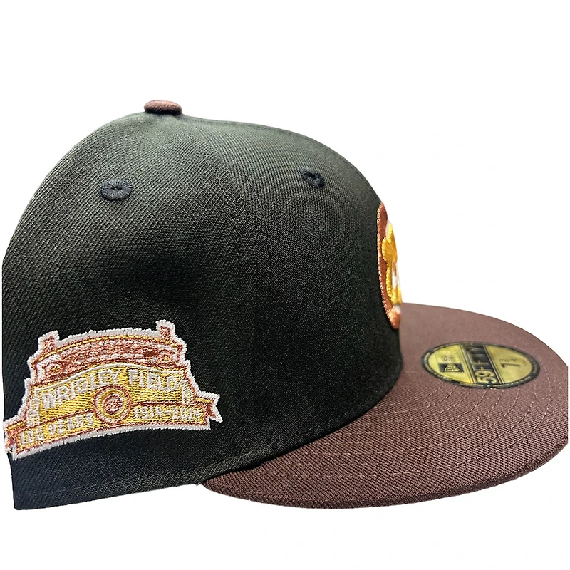 Chicago Cubs Black Maroon Metallic Two Tone Wrigley Field Patch Gray UV New Era 59FIFTY Fitted Hat