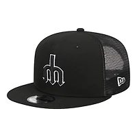 Seattle Mariners Black Trident Logo Trucker New Era 9FIFTY Snapback Hat