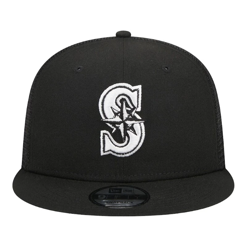 Seattle Mariners Black Mesh Trucker New Era 9FIFTY Snapback Hat