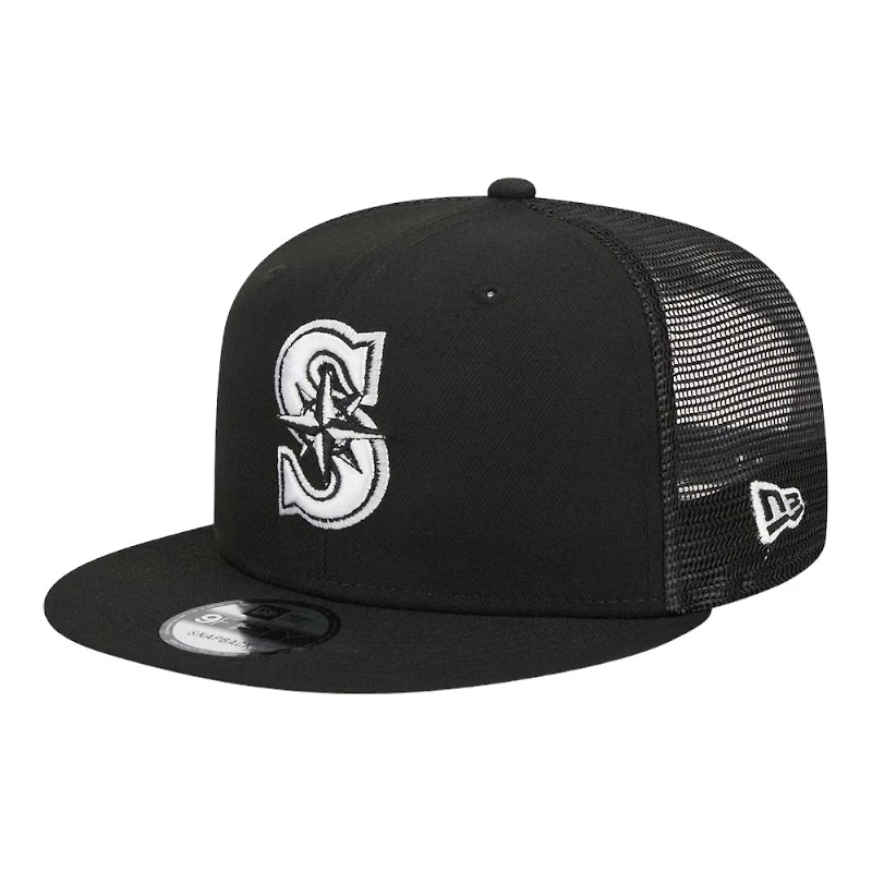 Seattle Mariners Black Mesh Trucker New Era 9FIFTY Snapback Hat