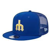 Seattle Mariners Royal Cooperstown Collection New Era Trucker 9FIFTY Snapback Hat