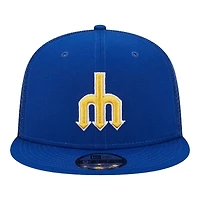 Seattle Mariners Royal Cooperstown Collection New Era Trucker 9FIFTY Snapback Hat