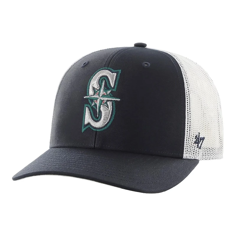 Seattle Mariners 47 Brand Navy White Trucker Mesh Adjustable Hat