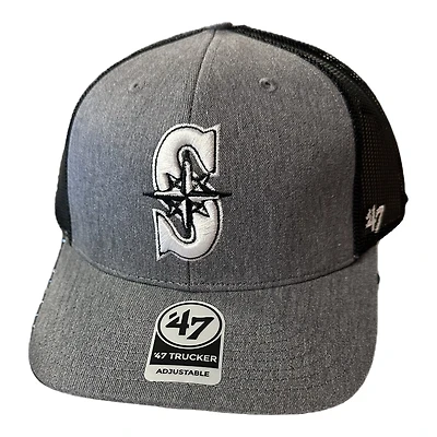 Seattle Mariners 47 Brand Gray Black Trucker Mesh Adjustable Hat