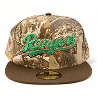 Texas Rangers RealTree Edge and Brown FHN Ranger Arlington Stadium Patch Green UV New Era 59Fifty Fitted Hat