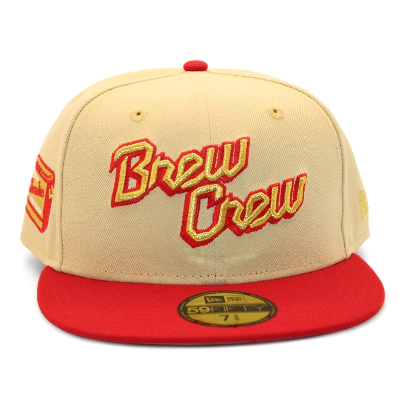 Milwaukee Brewers Vegas Gold and Red FHN High Life Cooler Patch Gray UV New Era 59Fifty Fitted Hat
