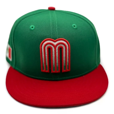 Mexico Green and Red Flag Side Patch Gray UV New Era 59FIFTY Fitted Hat