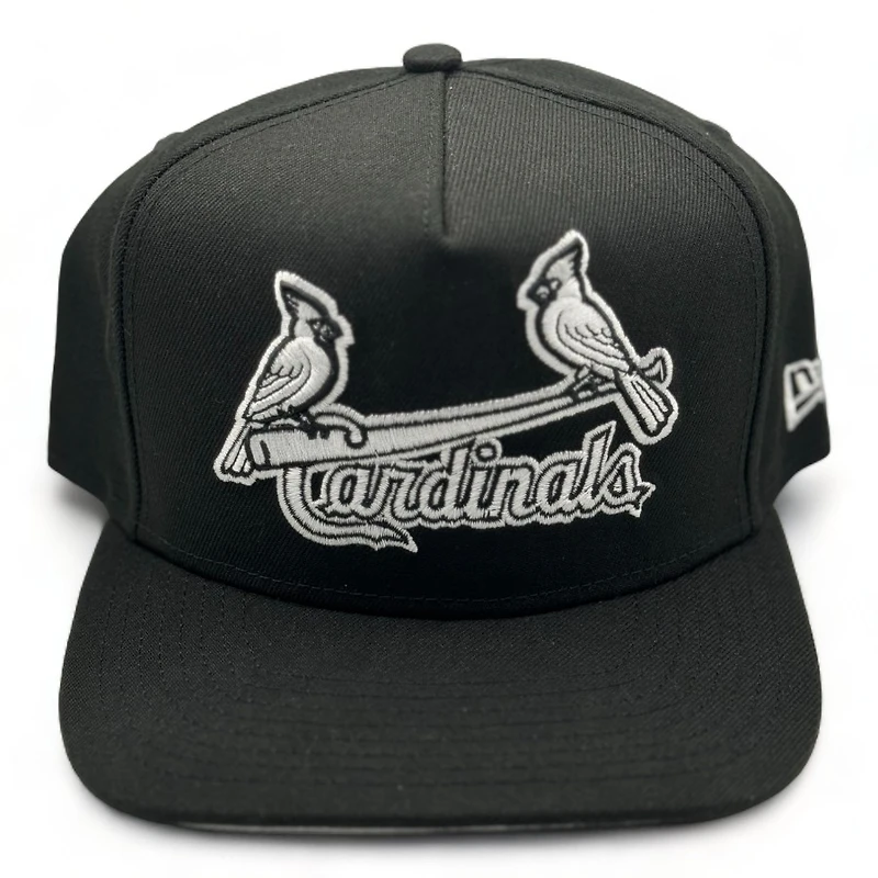 St. Louis Cardinals Black White Logo New Era A-Frame 9FORTY Snapback Hat