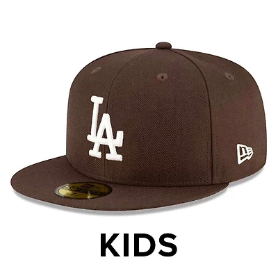 Kids Los Angeles Dodgers Walnut Brown Basic Gray UV New Era 59FIFTY Fitted Hat