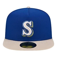 Seattle Mariners Royal Blue Canvas A-Frame New Era 59FIFTY Fitted Hat