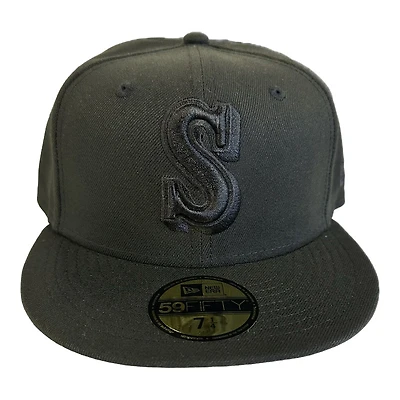 Seattle Mariners Black on Cooperstown S Logo New Era 59FIFTY Fitted Hat