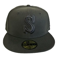 Seattle Mariners Black on Cooperstown S Logo New Era 59FIFTY Fitted Hat