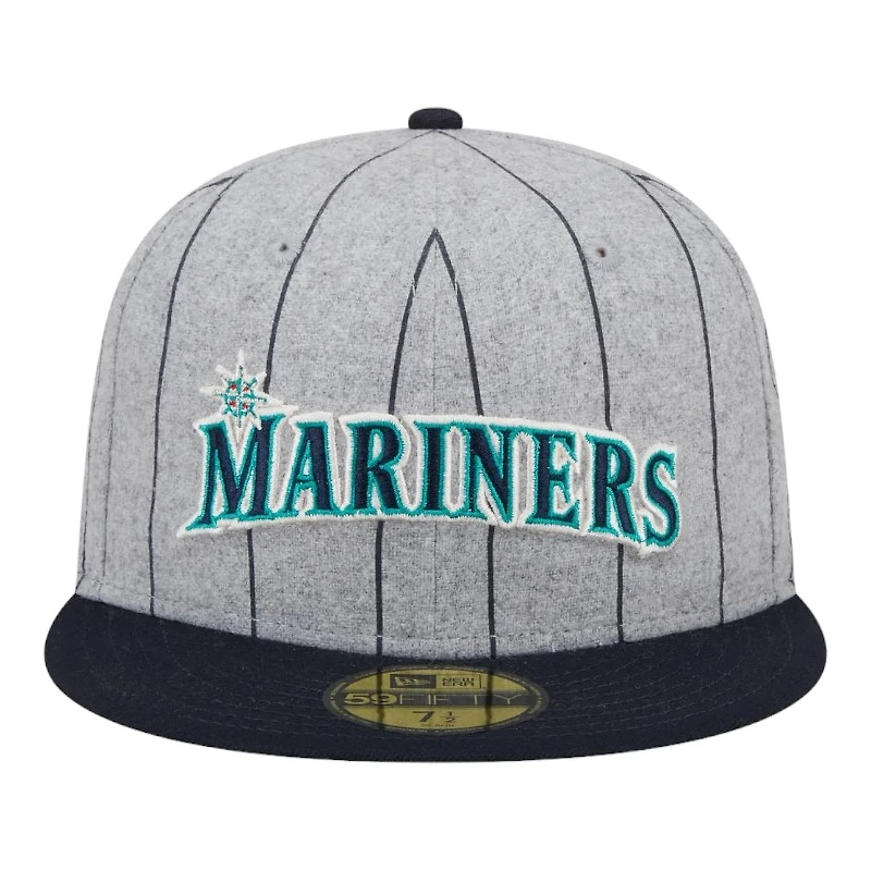 Seattle Mariners Gray Heather Pinstripe New Era 59FIFTY Fitted Hat