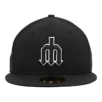 Seattle Mariners Black and White Trident Logo New Era 59FIFTY Fitted Hat