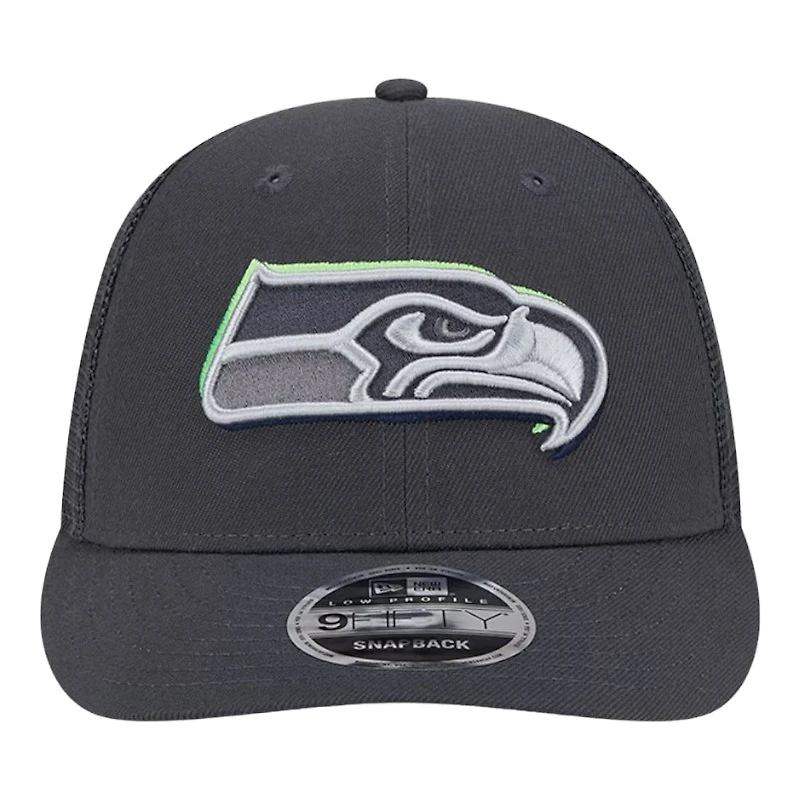 Seattle Seahawks Graphite 2024 NFL Draft Low Profile Trucker New Era 9FIFTY Snapback Hat