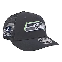 Seattle Seahawks Graphite 2024 NFL Draft Low Profile Trucker New Era 9FIFTY Snapback Hat