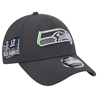 Seattle Seahawks Graphite 2024 NFL Draft New Era 9FORTY Adjustable Hat