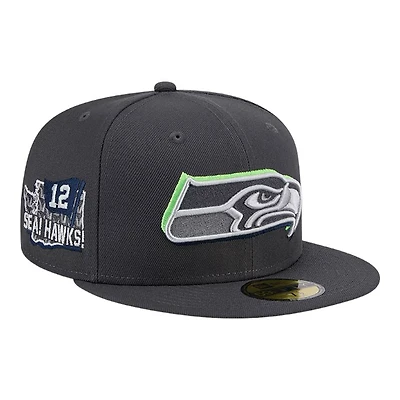 Seattle Seahawks Graphite On Stage Official 2024 NFL Draft New Era 59FIFTY Fitted Hat