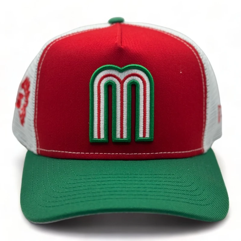 Mexico Red Green Two Tone White Mesh New Era A-Frame 9FORTY Snapback Hat