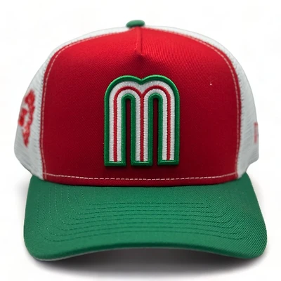 Mexico Red Green Two Tone White Mesh New Era A-Frame 9FORTY Snapback Hat
