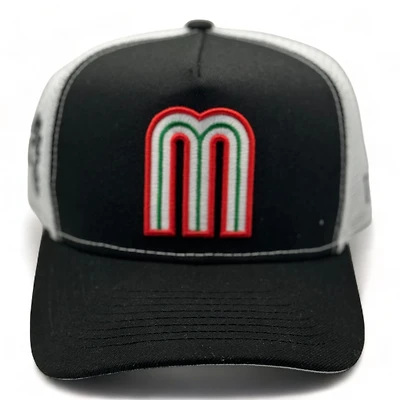 Mexico Black Front White Mesh New Era A-Frame 9FORTY Snapback Hat