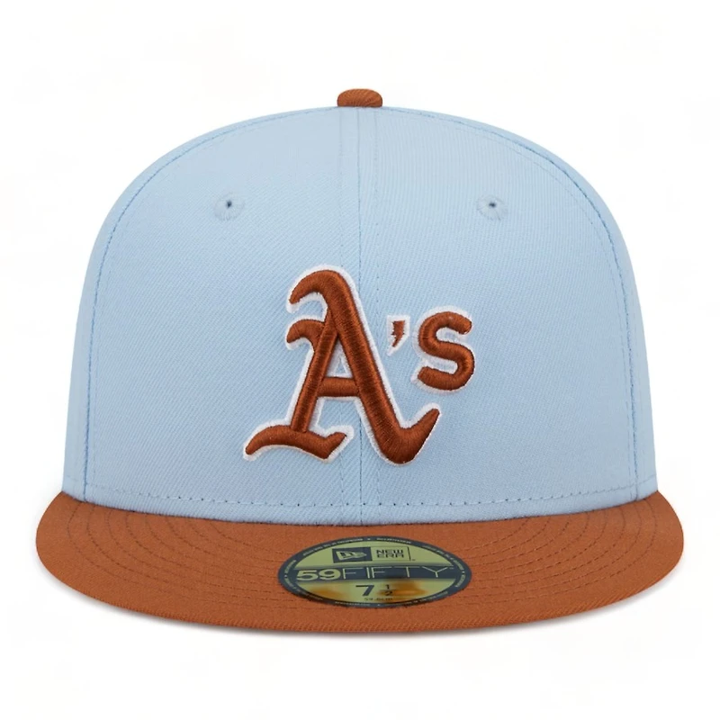 Oakland Athletics Pastel Blue and Tan Two Tone Gray UV New Era 59FIFTY Fitted Hat