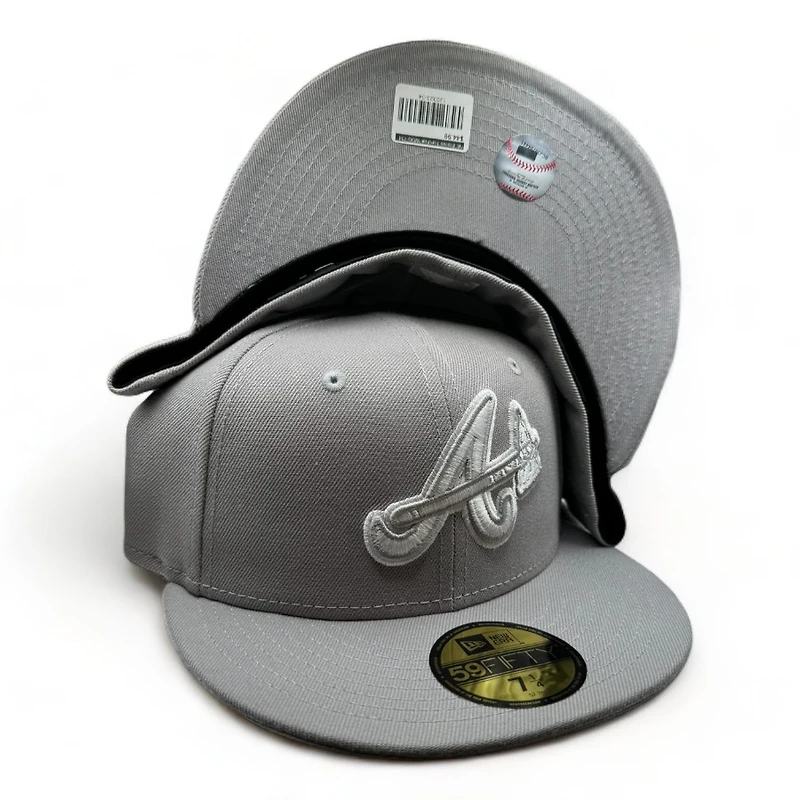 Atlanta Braves Light Gray with White Script UV New Era 59FIFTY Fitted Hat