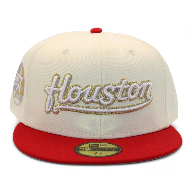 Houston Astros Cream and Red FHM Latin Artists 2.5 35th Anniversary Side Patch Gray UV New Era 59Fifty Fitted Hat