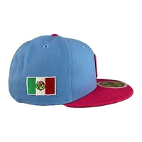 Kids Mexico Sky Blue Pink Two Tone WBC Flag Side Patch Gray UV 59FIFTY Fitted Hat