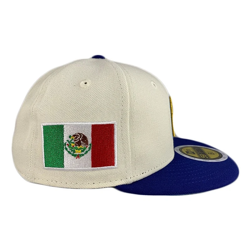 Kids Mexico Chrome and Royal Blue 2Tone WBC Flag Side Patch Icy UV 59FIFTY Fitted Hat